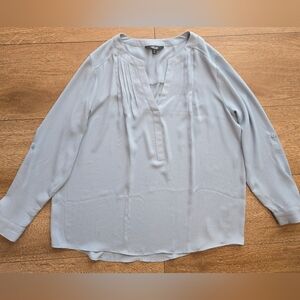 Simply Vera Vera Wang Pintuck Soft Gray Blue Blouse XL